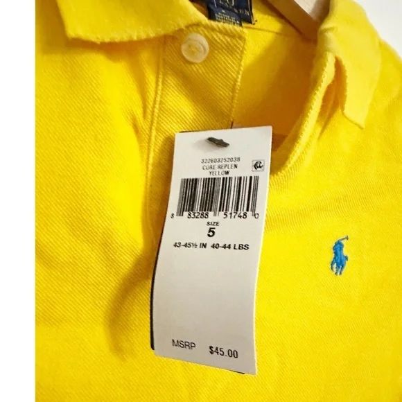 Polo Ralph Lauren Kids Yellow Polo Shirt NWT Sz 5 - Picture 4 of 5